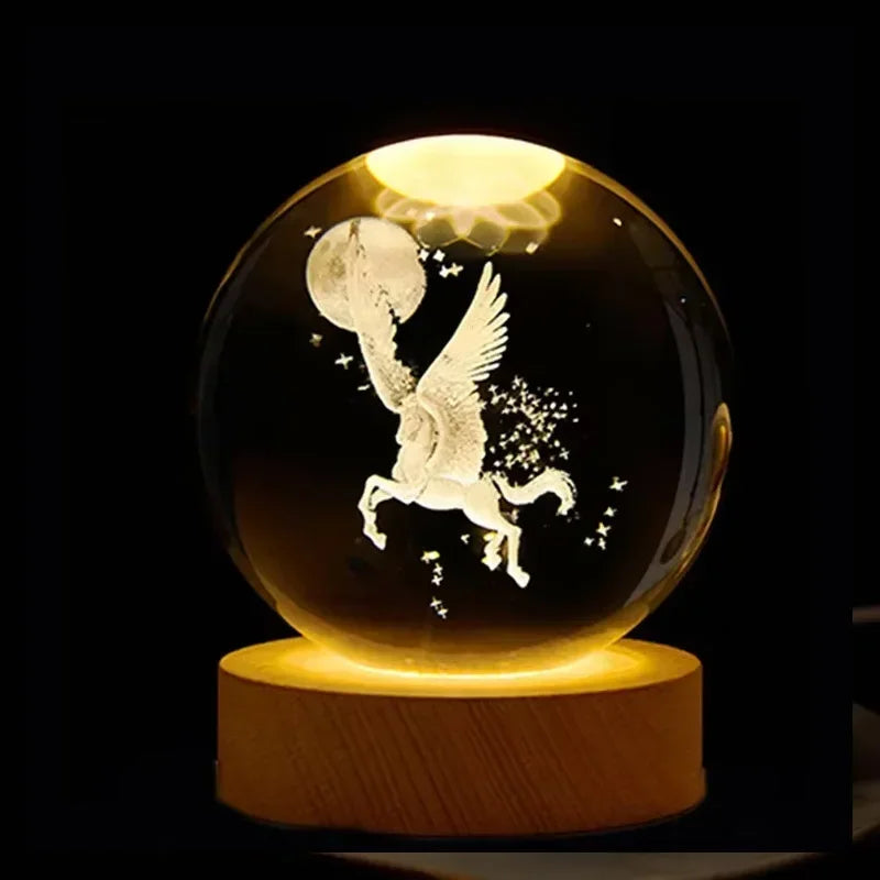 3D Crystal Planetary Galaxy Night Light