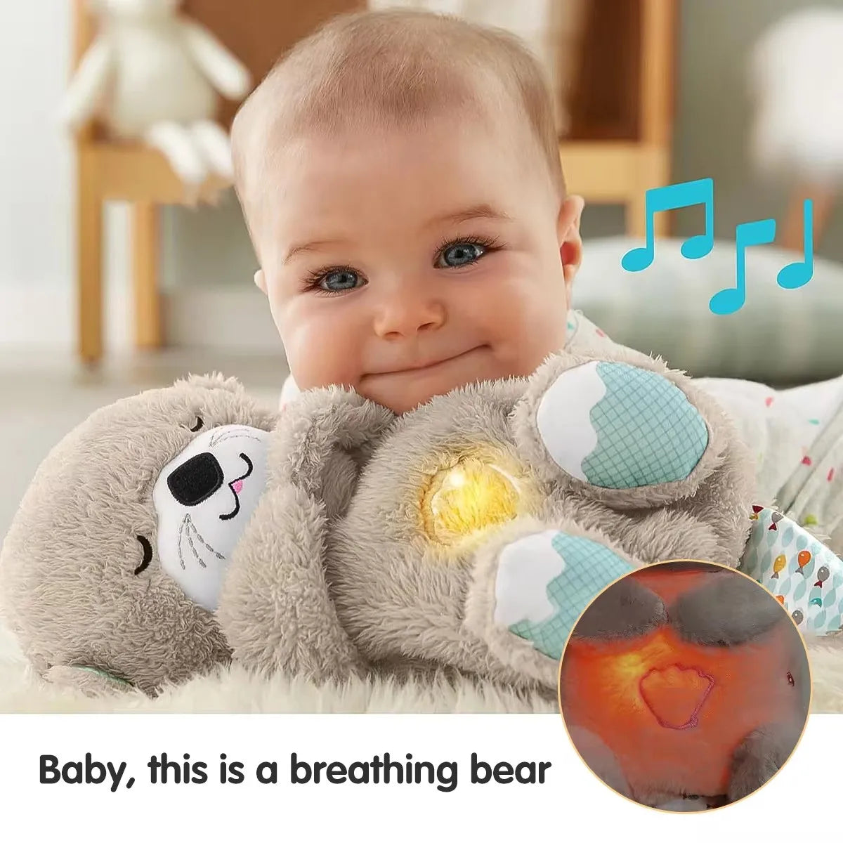 Baby Breathing Bear Plush Sleep Companion